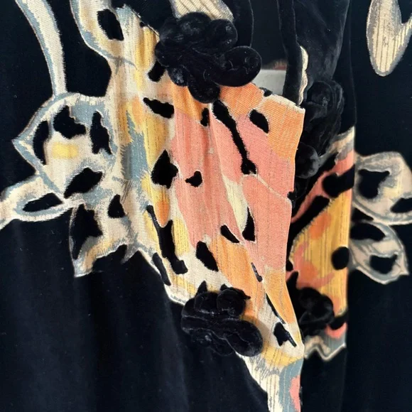 Vintage Y2K kimono outerwear blouse cardigan top black oriental XXL boho - Picture 4 of 7